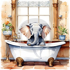 Funny elephant in the bathroom