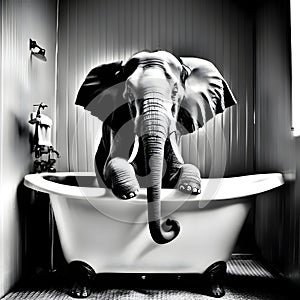 Funny elephant in the bathroom