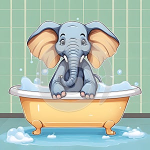 Funny elephant in the bathroom