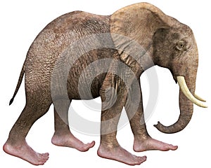 Funny Elephant Human Feet Isolated