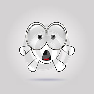 Funny emoticon logo: surprised, astonished, amazed, dazed, shocked emotions. As mascot, sticker, emoji.