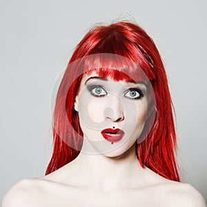 Funny & expressive redhead girl