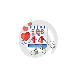 Funny Face 14th valentine calendar cartoon character holding a heart