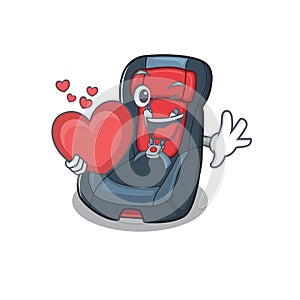 Funny Face baby car seat cartoon character holding a heart