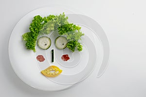 Funny face made with vegetables