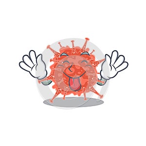 Funny face orthocoronavirinae mascot design style with tongue out photo