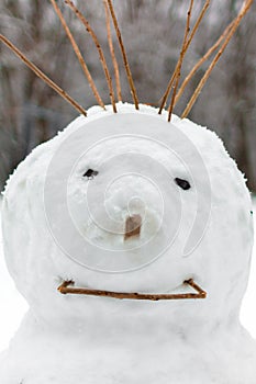 Funny face of a snowman
