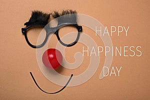 Funny face and text happy happiness day