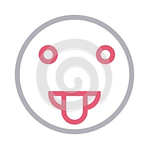 Funny face thin color line vector icon