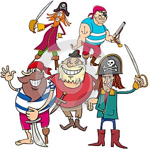 Funny fantasy pirate cartoon charactersb group