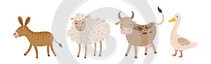 Funny Farm Animal and Domestic Livestock Vector Set