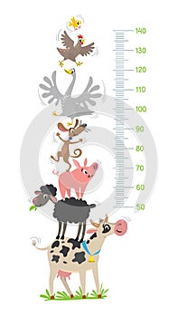 Funny farm animals meter wall or height chart photo