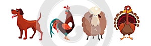 Funny Farm and Domestic Animal as Livestock Vector Set