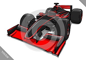 Funny fast cartoon formula race car vector illustration art