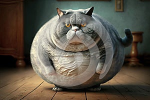 Funny Fat Cat Illustration