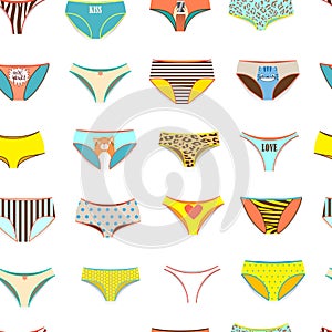 Funny female panties pattern of different kinds.