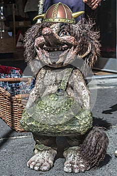 Funny figurines of trolls the streets of Oslo