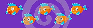 Funny Fish with Emotion and Face Expression Vector Set