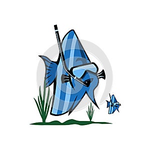 Funny fish snokeling in paradise illustration vector