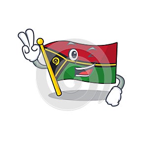 Funny flag vanuatu Scroll cartoon Character with two fingers