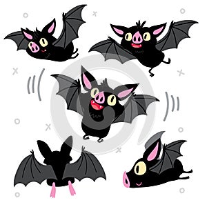 Funny Flying Bat Child Graphic Set Illustration