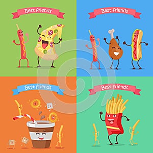 Funny Food for Childish Menu Conceptual Banner.