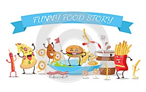 Funny Food Story Conceptual Banner. Childish Menu