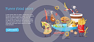 Funny Food Story Conceptual Banner Web Site Design