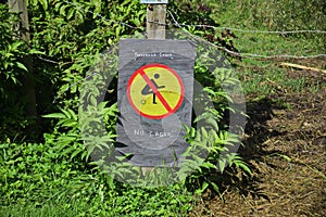 funny forbidding sign. On the Way of St. James