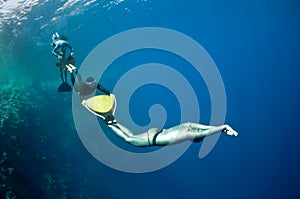 Funny freediving games at the Red Sea