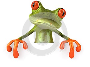 Funny frog with a blank sign