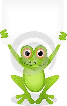 Funny frog cartoon with blank sign