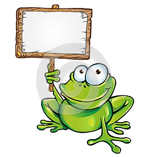 Frog with signboard photo