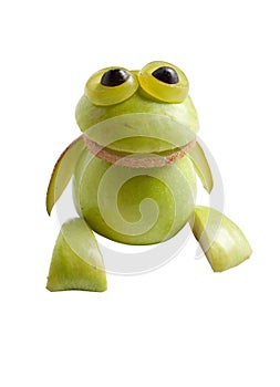 Funny frog made of apple