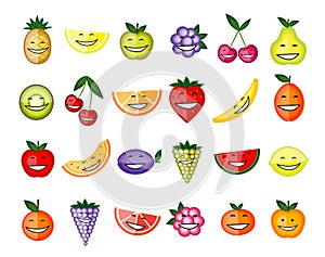 Funny fruit characters smiling