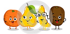 Funny fruit isolated cartoon characters