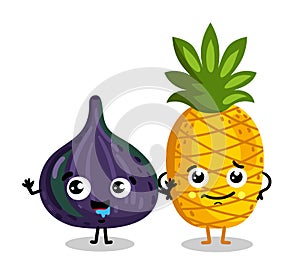 Funny fruit isolated cartoon characters