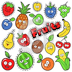 Funny Fruits Emoticons Badges, Patches, Stickers