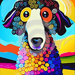 Funny and Funky Old English Sheep Dog Portrait