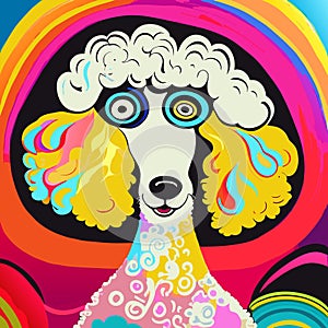 Funny Funky Poodle Dog Portrait