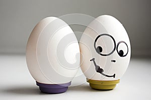 Funny funny eggs. two eggs balanced