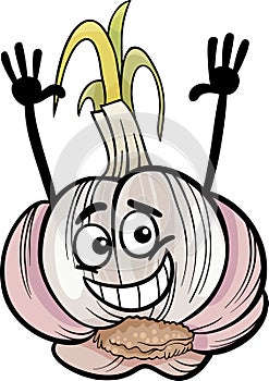 Funny garlic vegetable cartoon illustration