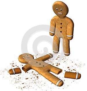 Funny Gingerbread Man Broken Cookie Isolated