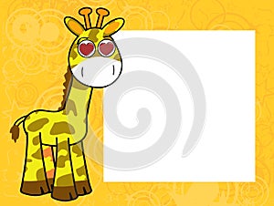 Funny giraffe cartoon kawaii expression pictureframe background