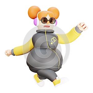 Funny Girl 3D Cartoon Picture on running poses