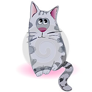 Funny Girl Cat Dreaming. Cartoon Vector Illustration