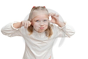 Funny girl grimacing face