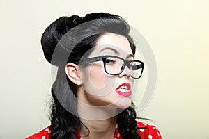 Funny girl pin-up make-up and hairstyle