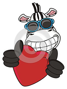 Funny glasses holding a red heart