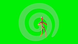 Funny golden mannequin doing mambo side step dance, seamless loop, Green Screen